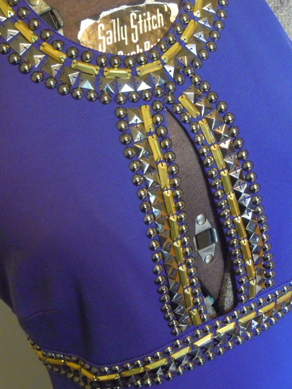 Bebe Byzantine Queen Armor Beaded Sleeveless Purple Dress Halter Keyhole MEDIUM